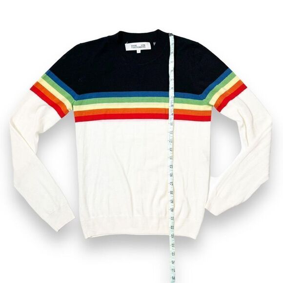 Diane von Furstenberg Multi Rainbow Merino Wool Crewneck Sweater Women’s Size S - Picture 12 of 12